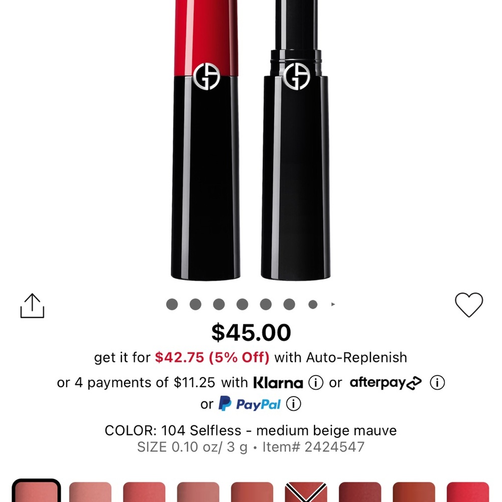 Armani Lip power shade 102. Only swiped once. Full tube.
